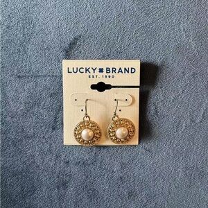 Brand new Lucky Brand Vintage Gold Pearl Earrings